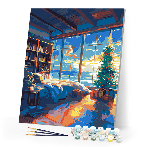 Paint by numbers kit Beachside Christmas Room Figured'Art