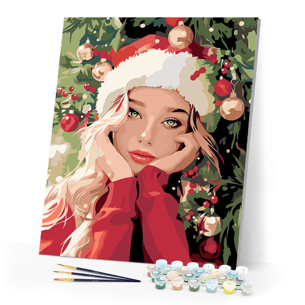 Paint by numbers kit Christmas Cute Girl Figured'Art