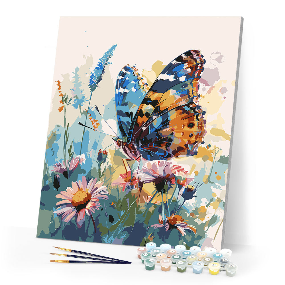 Paint by numbers kit Butterfly and Flowers Figured'Art