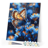 Paint by numbers kit Butterfly and Blue Flowers Figured'Art