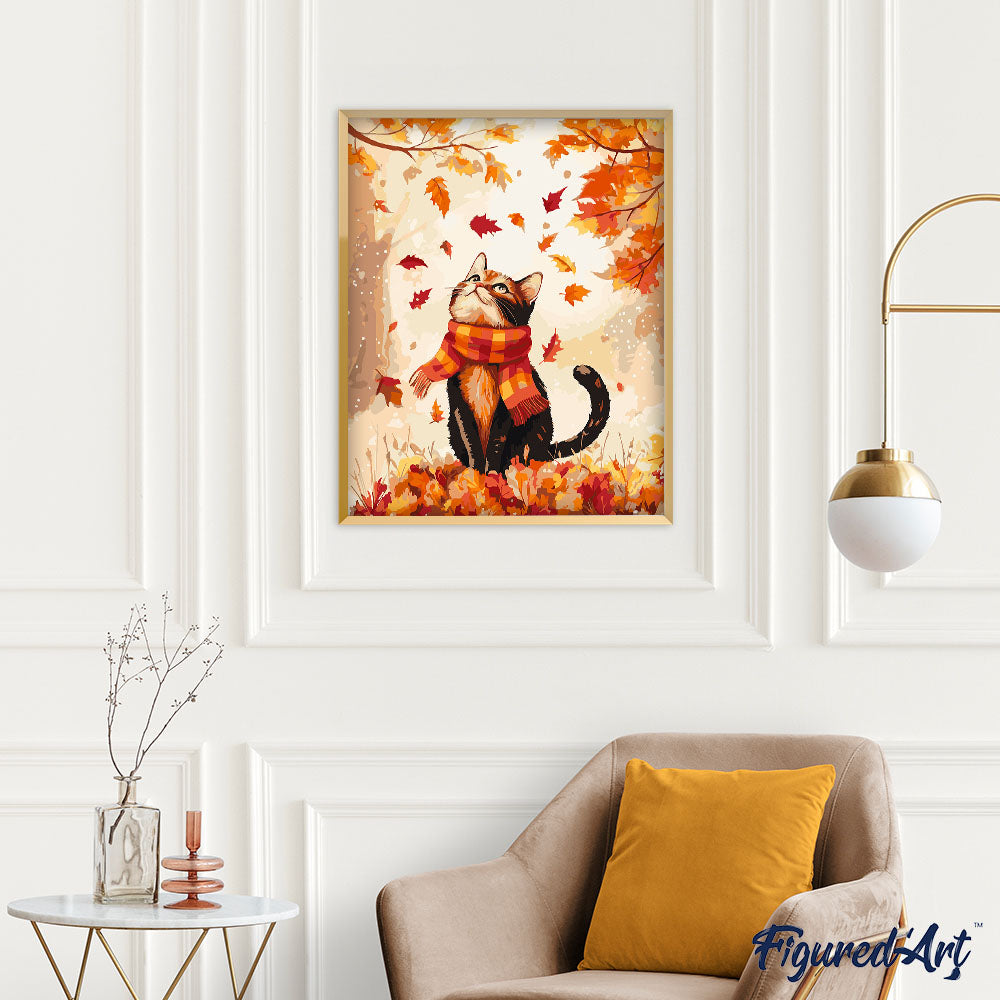 Paint by Numbers for adults - Playful Fall Cat – Figured'Art