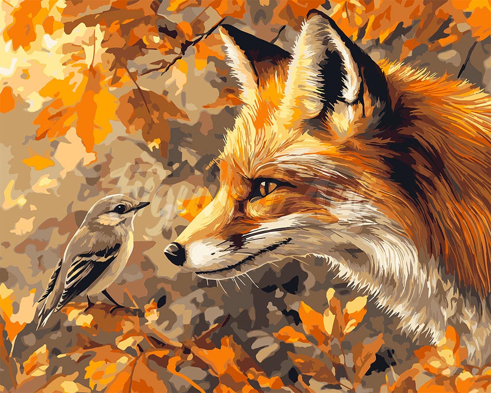 Paint by Numbers for adults - Fox and Bird in Fall – Figured'Art US