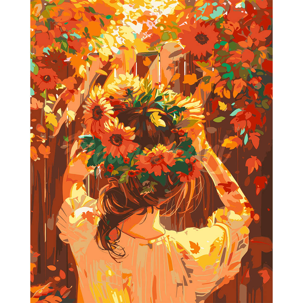 Girl with Fall Wreath
