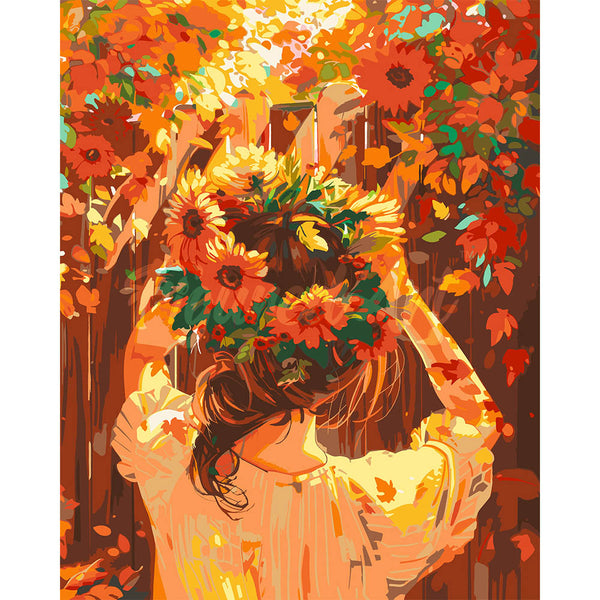 Girl with Fall Wreath