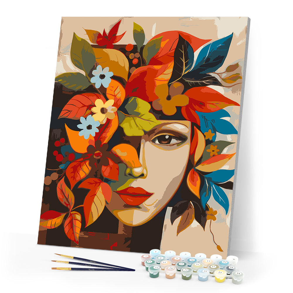 Paint by numbers kit Picasso-Inspired Fall Flora Face Figured'Art