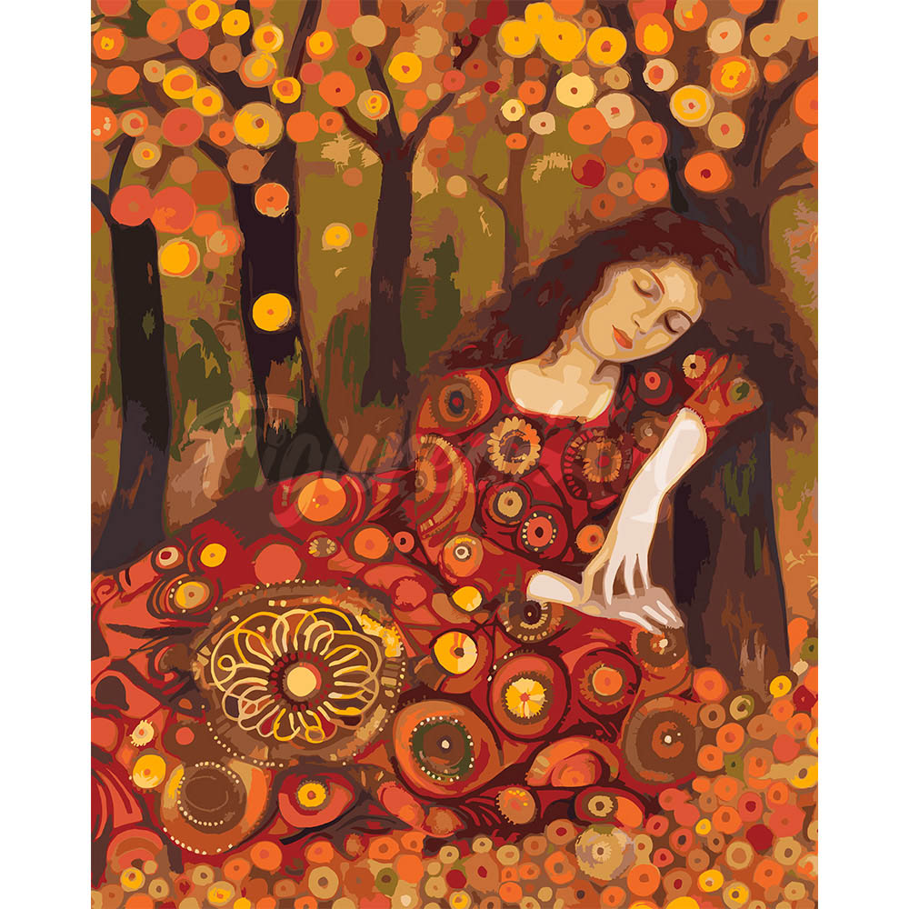 Klimt-Inspired Fall Lady