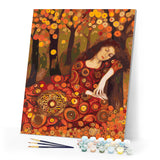 Paint by numbers kit Klimt-Inspired Fall Lady Figured'Art