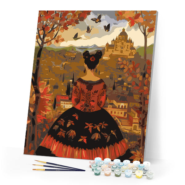 Paint by numbers kit Frida Kahlo-Inspired Fall Lady Figured'Art