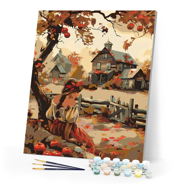Paint by numbers kit Vintage Country Girl in Fall Figured'Art