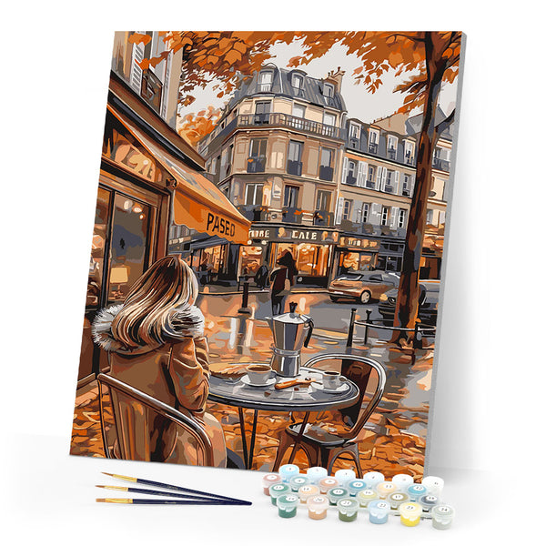 Paint by numbers kit Fall Café Moment Figured'Art