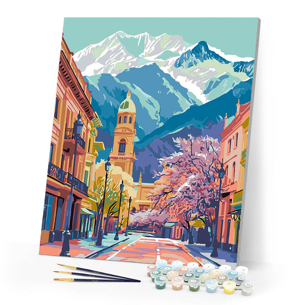 Paint by numbers kit Colorful Alpine Village Figured'Art