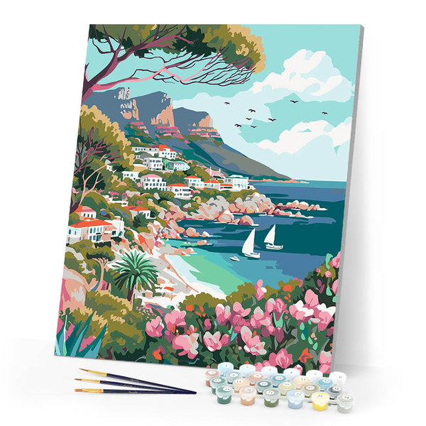 Paint by numbers kit Coastal City in Spring Figured'Art
