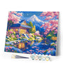Paint by numbers kit Sakura House by the Pond Figured'Art