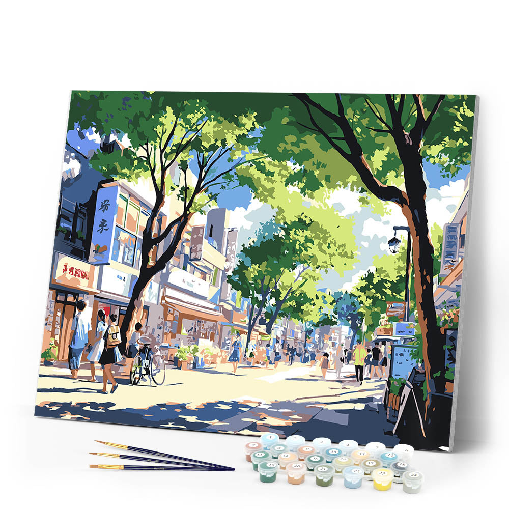 Paint by numbers kit Local Market Street in Japan Figured'Art