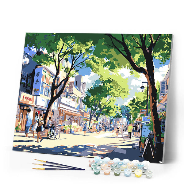Paint by numbers kit Local Market Street in Japan Figured'Art