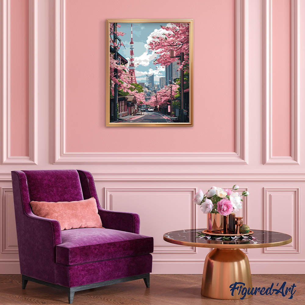 Paint by Numbers for adults - Tokyo Sakura Street – Figured'Art US