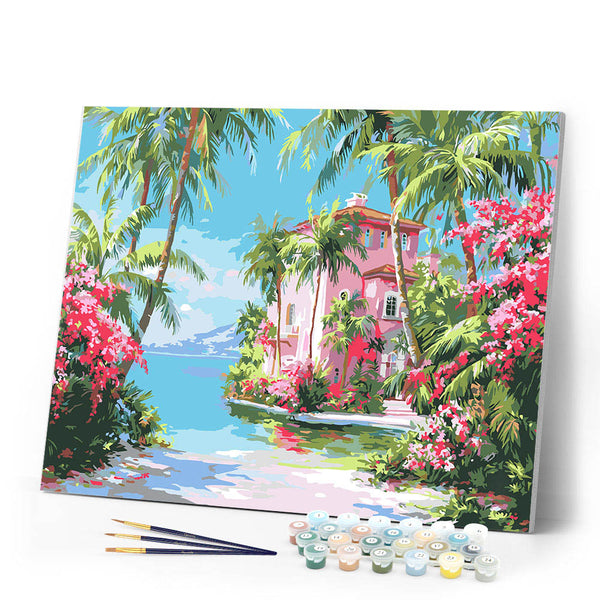 Paint by numbers kit for adults Paradise Coast House Figured'Art