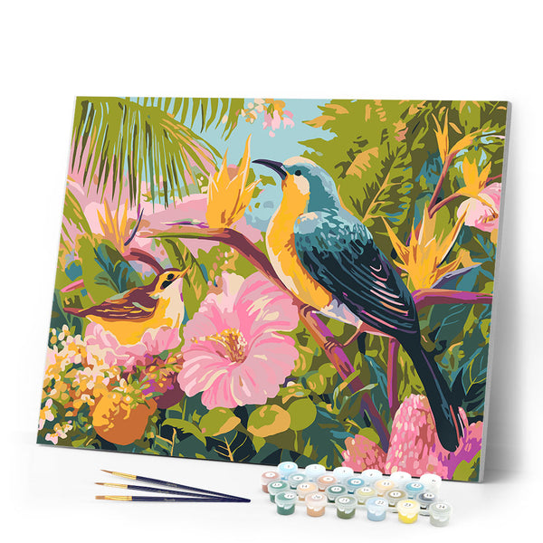 Paint by numbers kit Tropical Garden Birds Figured'Art