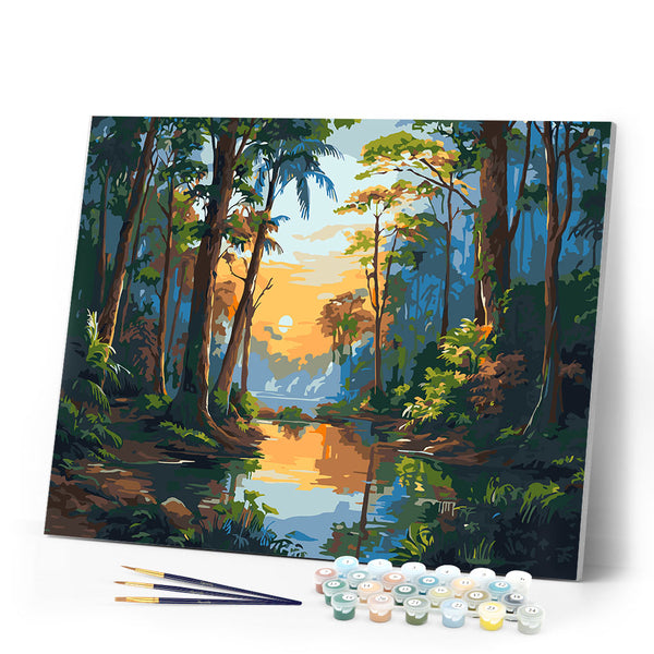 Paint by numbers kit Tropical Forest Lake Figured'Art