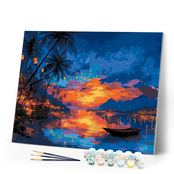 Paint by numbers kit Lantern Beach Sunset Figured'Art