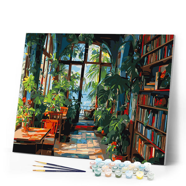 Paint by numbers kit Greenhouse Library Figured'Art