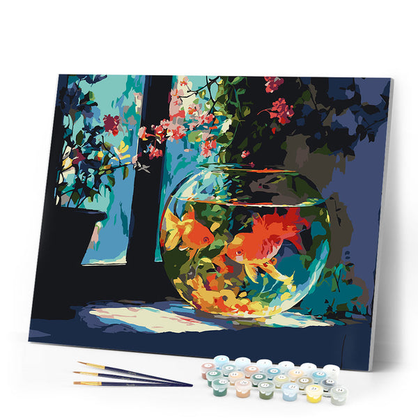 Paint by numbers kit Sunlit Fishbowl Figured'Art
