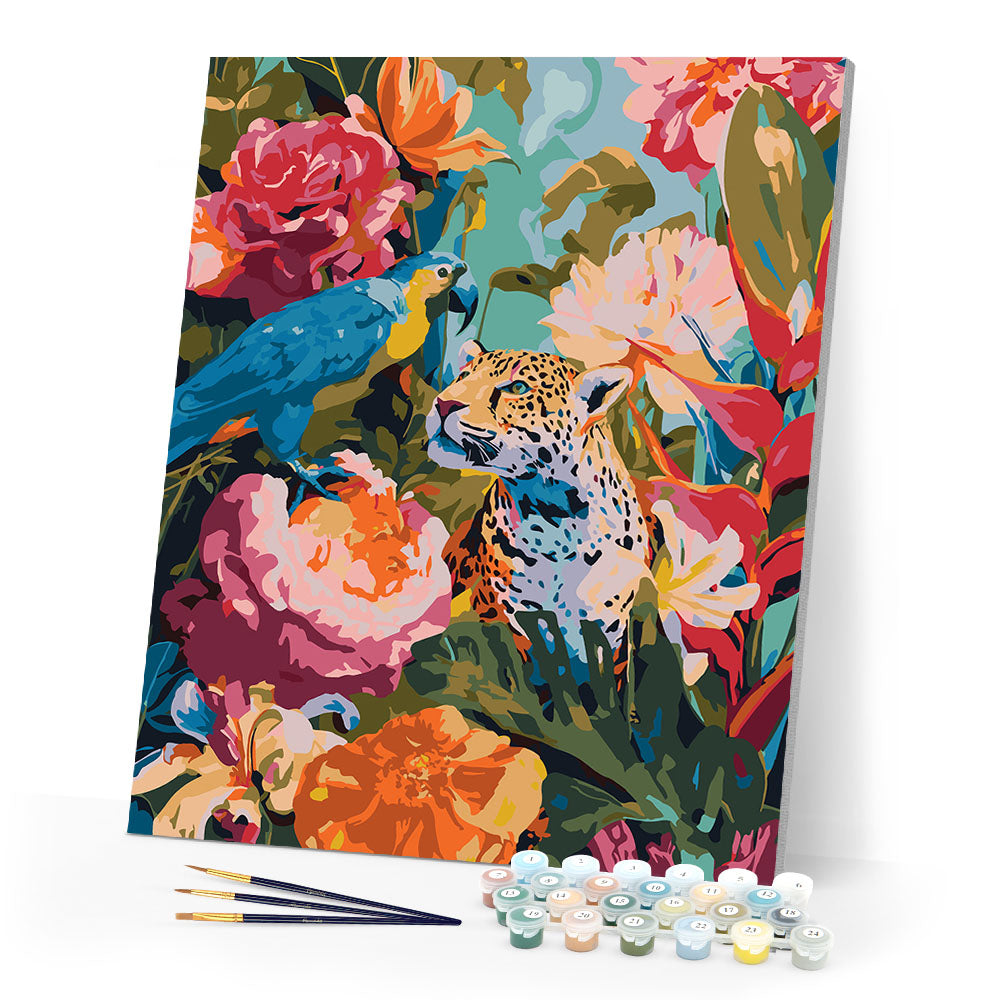 Paint by numbers kit Parrot and Leopard Figured'Art