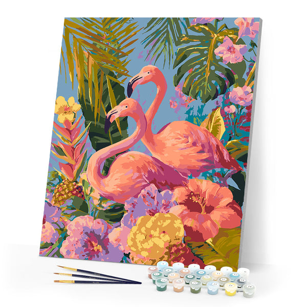 Paint by numbers kit Twin Flamingos Figured'Art