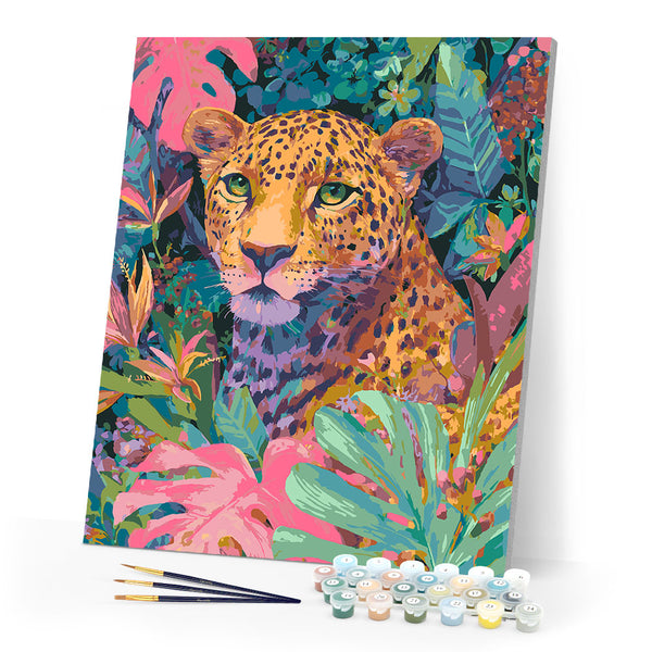 Paint by numbers kit Tropical Leopard Figured'Art