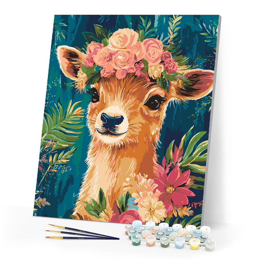 Paint by numbers kit Floral Fawn Figured'Art