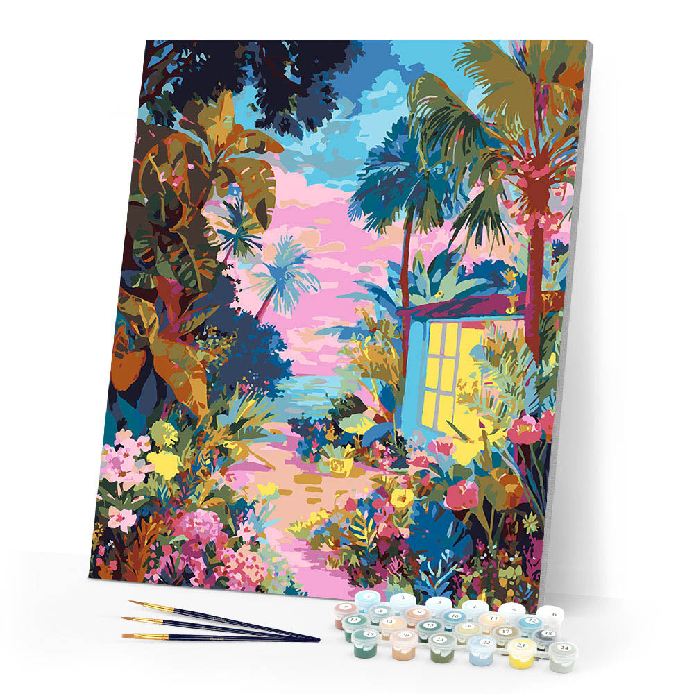 Paint by numbers kit Tropical Backyard Figured'Art
