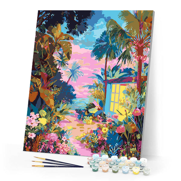 Paint by numbers kit Tropical Backyard Figured'Art