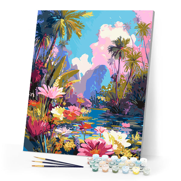 Paint by numbers kit Tropical Lake Figured'Art