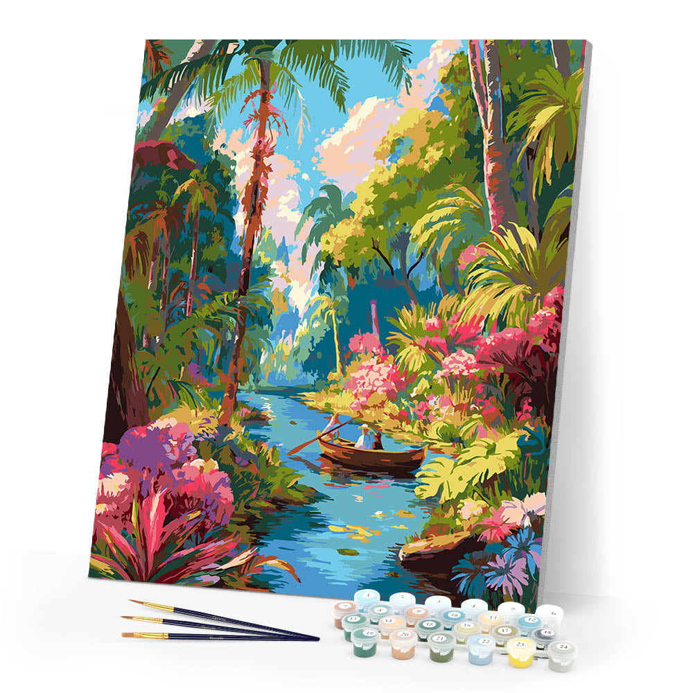 Paint by numbers kit Tropical Boat Journey Figured'Art