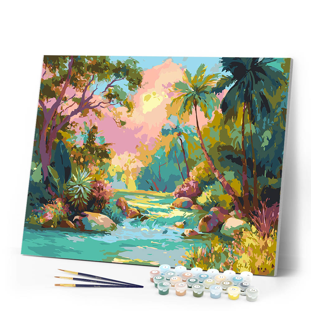 Paint by numbers kit Tropical Stream Figured'Art