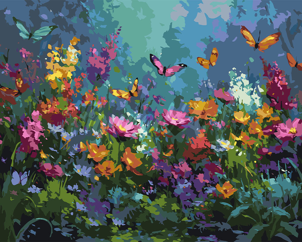 Paint by Numbers for adults - Colorful Butterfly Garden – Figured'Art