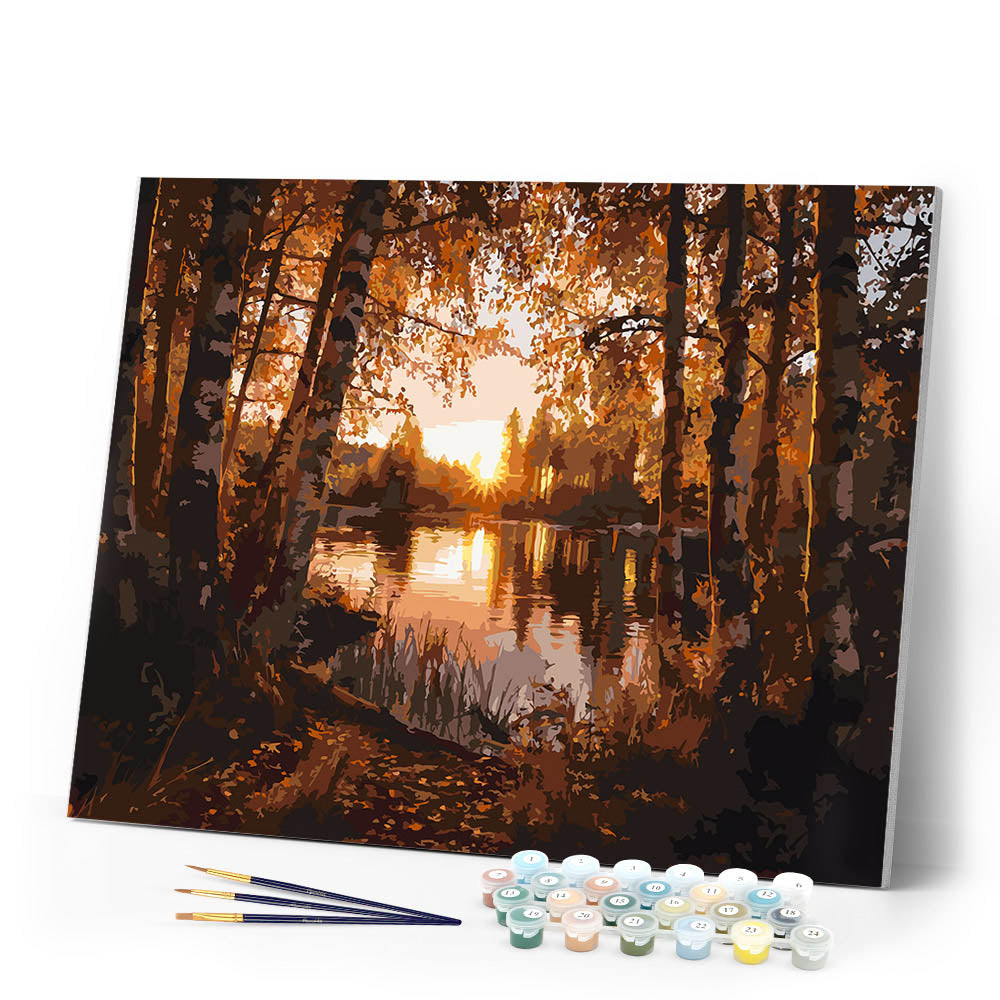 Paint by numbers kit Golden Birch Lake Figured'Art
