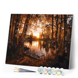 Paint by numbers kit Golden Birch Lake Figured'Art