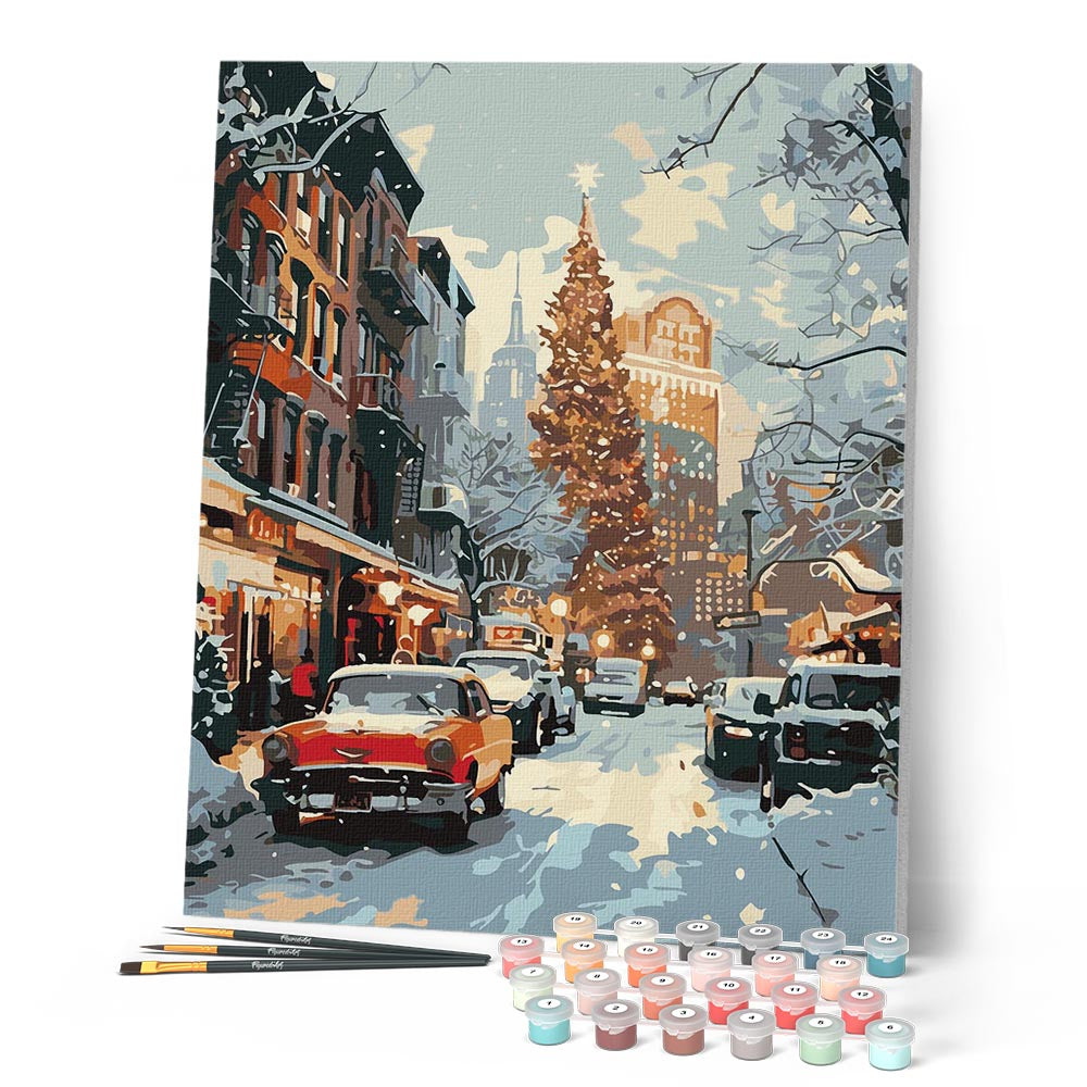 Paint by numbers kit New York Winter Street Figured'Art