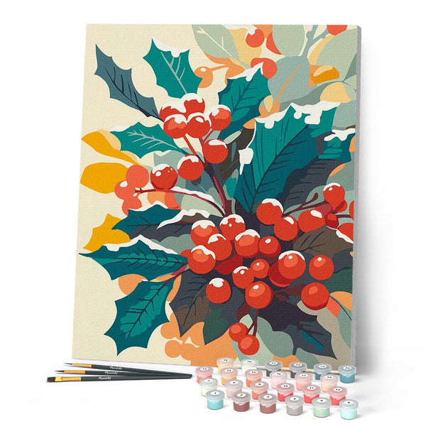 Paint by numbers kit Snowy Holly Figured'Art