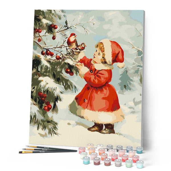 Paint by numbers kit Christmas Cute Girl 2 Figured'Art