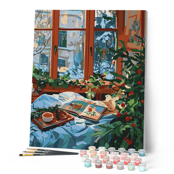 Paint by numbers kit Cozy Winter in Bed Figured'Art