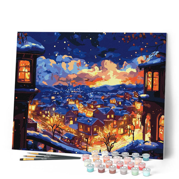 Paint by numbers kit for adults Glowing Winter Night Figured'Art