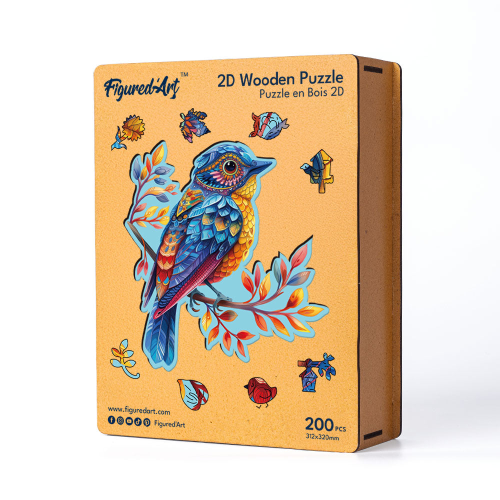 Wooden Puzzle - Blue Bird on Branch – Figured'Art