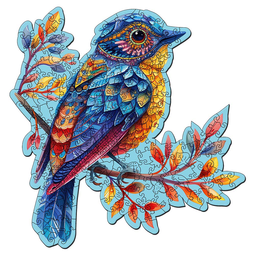 Wooden Puzzle - Blue Bird on Branch – Figured'Art