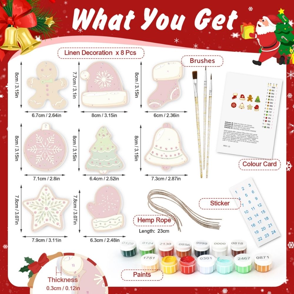 Paint by Numbers Christmas Ornaments - Winter Mittens Hats Kit