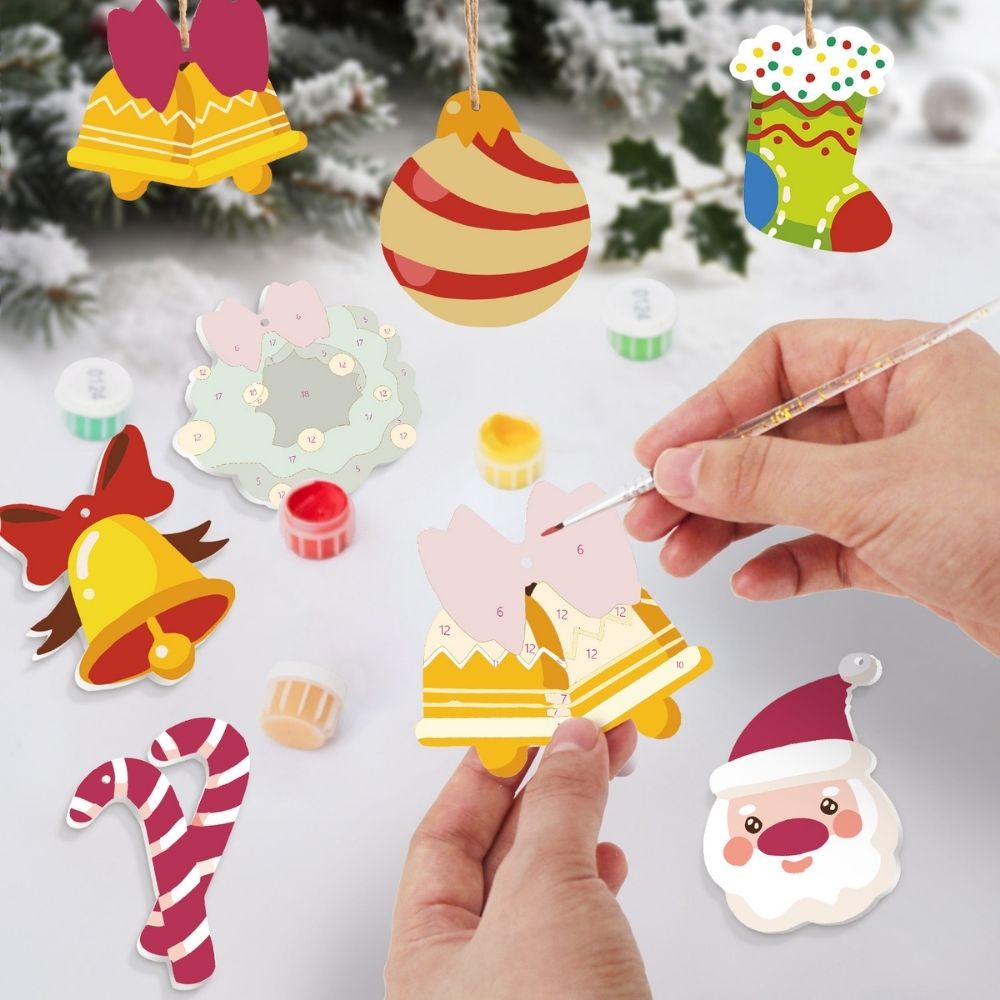 Paint by Numbers Christmas Ornaments - Bells Wreath Kit