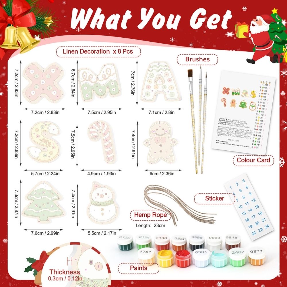 Paint by Numbers Christmas Ornaments - XMAS Letters Kit