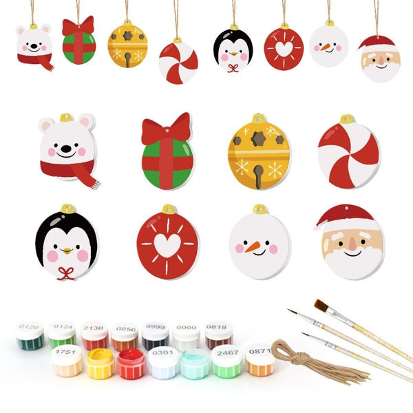 Paint by Numbers Christmas Ornaments - Polar Bear Penguin Santa Kit