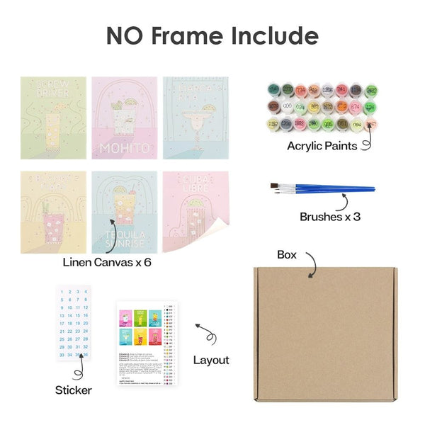 Paint by Numbers – 6 Canvas Set | Famous Cocktails